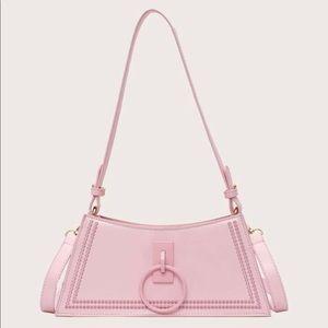 Pink Stitch Trim Medium Shoulder Bag Handbag